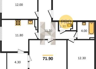 Продаю 3-ком. квартиру, 72 м2, Ростов-на-Дону, ЖК Западная Резиденция, 1-я Ковровая улица, 67/2
