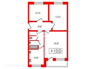 Продается трехкомнатная квартира, 61.2 м2, Санкт-Петербург, проспект Наставников, 14