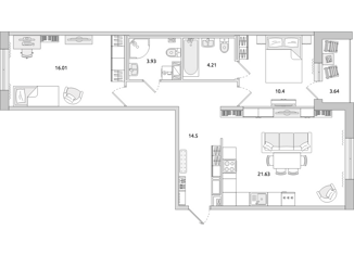 Продается 2-ком. квартира, 74.32 м2, Санкт-Петербург, Вазаский переулок, 3, метро Чёрная речка