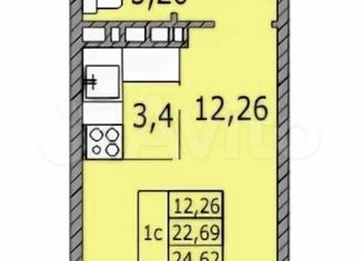 Продается квартира студия, 25 м2, Оренбург, улица Поляничко, 13, ЖК Акварель