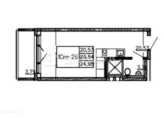 Квартира на продажу студия, 25 м2, Санкт-Петербург, муниципальный округ Волковское, улица Салова, 61