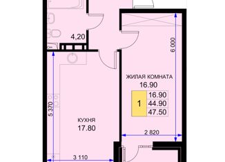 Продается 1-комнатная квартира, 47.4 м2, Краснодарский край, Казачья улица, 6к2