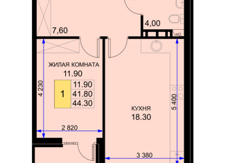Продам 1-комнатную квартиру, 44.3 м2, поселок Южный, Дозорная улица, 3М