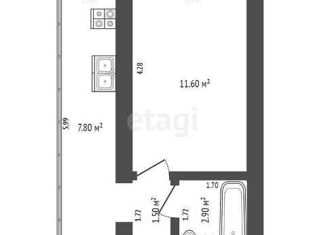 Продам 1-ком. квартиру, 24 м2, Самара, метро Советская, улица Советской Армии, 4