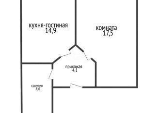 Продам однокомнатную квартиру, 41.1 м2, Краснодарский край, улица Бигдая, 8