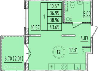 Продажа однокомнатной квартиры, 36.95 м2, Санкт-Петербург, Образцовая улица, 6к1