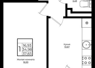 Продаю 1-ком. квартиру, 37.83 м2, Краснодарский край, улица Володи Головатого, 313