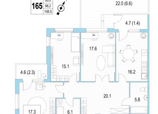 Продажа трехкомнатной квартиры, 108.5 м2, Санкт-Петербург, проспект Патриотов, 33, метро Автово