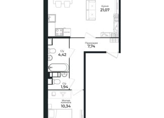 1-ком. квартира на продажу, 45 м2, Ленинградская область