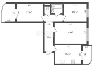 Трехкомнатная квартира на продажу, 62.5 м2, Омск, улица Сергея Тюленина, 12, Советский округ