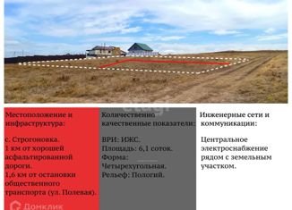 Продам участок, 6.1 сот., село Строгоновка, Вишнёвая улица