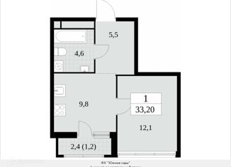 Продаю 1-ком. квартиру, 33.2 м2, Москва, Бартеневская улица, 16, Бартеневская улица