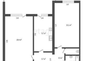 2-ком. квартира на продажу, 59 м2, Краснодар, улица Гоголя, 23, улица Гоголя