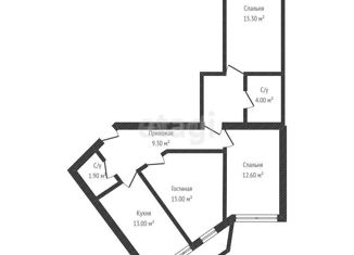 Продается 3-ком. квартира, 74.6 м2, Краснодар, Домбайская улица, 55к2