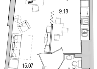 Однокомнатная квартира на продажу, 39.8 м2, Санкт-Петербург, улица Кустодиева, 5к1, улица Кустодиева