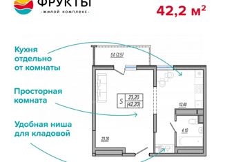 Продается однокомнатная квартира, 42.2 м2, Краснодарский край, улица Акаций, 34к8