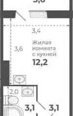 Продаю квартиру студию, 22 м2, посёлок Садовый, Каспийская улица, 1