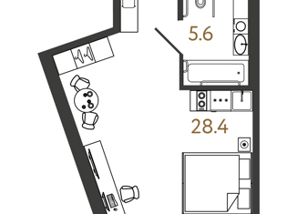 Продается квартира студия, 34 м2, Санкт-Петербург, Московский проспект, 103, Московский район