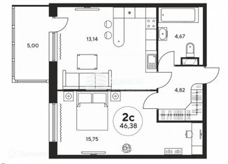 Продажа двухкомнатной квартиры, 46.4 м2, Ростов-на-Дону, проспект Сиверса, 28, ЖК Гвардейский 3.0