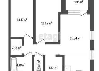 Продается 2-ком. квартира, 60.8 м2, Тюмень, ЖК ДОК, Краснооктябрьская улица, 8