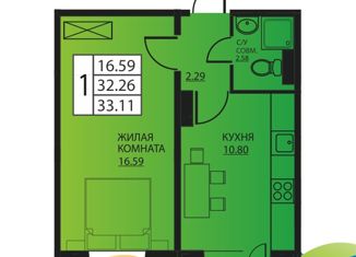Продается однокомнатная квартира, 31.6 м2, Пермь, улица Гашкова, 53, ЖК Мотовилихинский