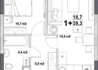 Продаю 1-комнатную квартиру, 39.3 м2, Нижний Новгород, Мещерский бульвар, 1, жилой район Мещерское Озеро