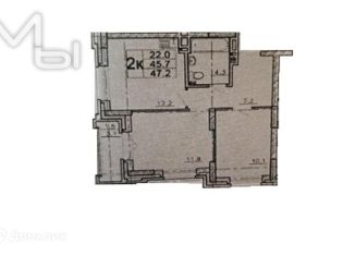 Продаю 2-ком. квартиру, 47.2 м2, Новосибирск, ЖК Смарт Авеню, улица Кирова, 274