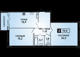 2-комнатная квартира на продажу, 72 м2, Краснодарский край, улица Григория Булгакова, 12к1