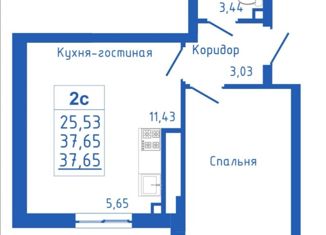 Продам 2-комнатную квартиру, 37.65 м2, село Михайловка, Новоуфимская улица, 15