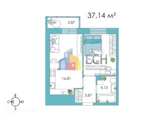 1-комнатная квартира на продажу, 37 м2, посёлок Петровский, посёлок Петровский, 1/1