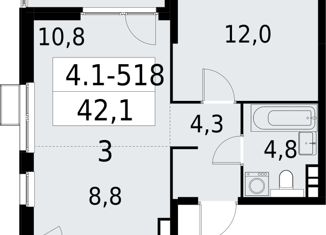 Продажа квартиры студии, 42.1 м2, Москва, ЮЗАО