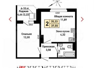 Продажа 1-комнатной квартиры, 37.55 м2, Барнаул, улица Сергея Семёнова, 24, Индустриальный район