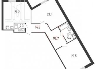 Продаю 2-ком. квартиру, 91.7 м2, Санкт-Петербург, Вилькицкий бульвар, 7, ЖК Тихая Гавань