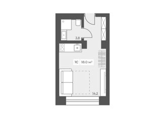 1-комнатная квартира на продажу, 18 м2, Москва, район Тропарёво-Никулино, Ленинский проспект, 158