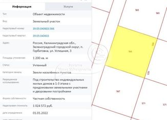 Участок на продажу, 12 сот., поселок Горбатовка, Уральский переулок