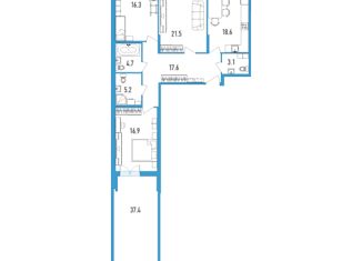 Продажа 3-комнатной квартиры, 116.6 м2, Санкт-Петербург, бульвар Александра Грина, 2к1, бульвар Александра Грина