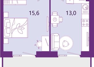 Продам 1-комнатную квартиру, 48.2 м2, Калининград, Таганрогская улица, 14, Ленинградский район