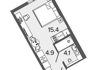 Продаю квартиру студию, 24.4 м2, Санкт-Петербург, Московский проспект, 103, метро Московские ворота