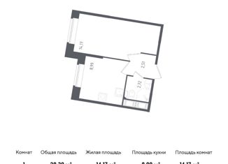 Продается однокомнатная квартира, 28.39 м2, Санкт-Петербург, Гудиловская улица, 6к1, ЖК Живи в Рыбацком