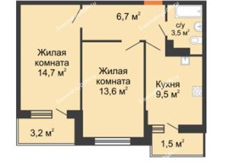 2-комнатная квартира на продажу, 52 м2, Ростов-на-Дону, ЖК Скай Парк, улица Нансена, 83с5