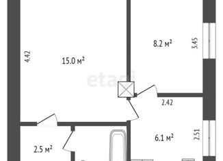 Продажа 2-ком. квартиры, 34.4 м2, Омск, Латвийская улица, 48