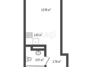 Продается квартира студия, 23.63 м2, Тюмень, ЖК Мозаика Парк, улица Анатолия Клиндюка, 6