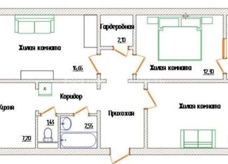 Продается трехкомнатная квартира, 70.5 м2, Рязань, улица Пушкина, 13, Железнодорожный административный округ