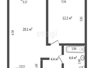 Продается однокомнатная квартира, 41.1 м2, Тюмень, улица Газовиков, 38, ЖК Европейский квартал