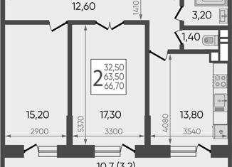 Продаю 2-ком. квартиру, 66.7 м2, Краснодар, Ярославская улица, 1, Ярославская улица