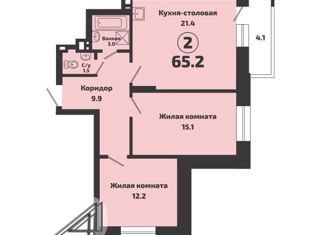 Продаю двухкомнатную квартиру, 65.2 м2, посёлок Садовый, Каспийская улица, 3