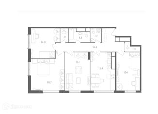 Продам трехкомнатную квартиру, 106 м2, Москва, проспект Лихачёва, 14, метро Технопарк