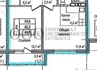 Продается 2-комнатная квартира, 44 м2, Кемерово, ЖК Московский Проспект, улица Терешковой, 16