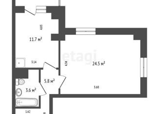 Продается 1-ком. квартира, 45.9 м2, Красноярск, Караульная улица, 39/4, Центральный район