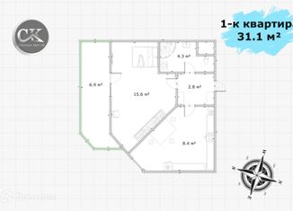 Продам 1-комнатную квартиру, 31.1 м2, Санкт-Петербург, Октябрьская набережная, 124к7, метро Пролетарская